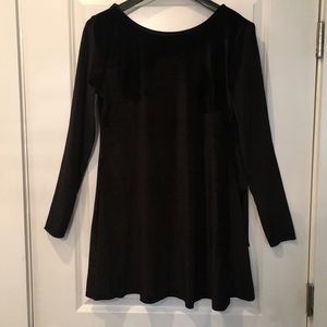 Black velvet dress with bow back